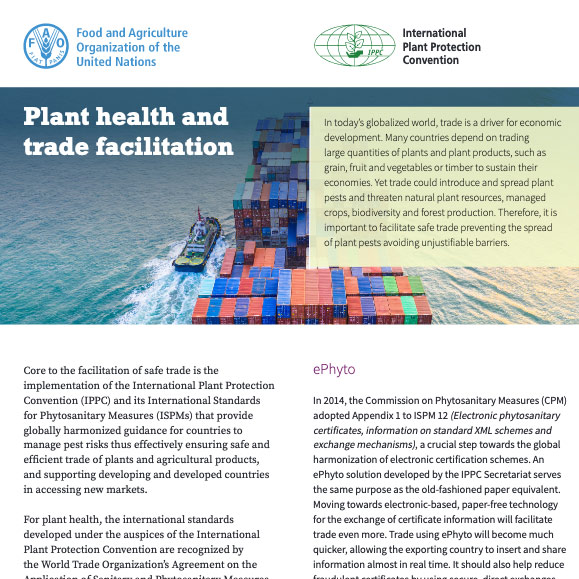 Plant health and trade facilitation factsheet document.
